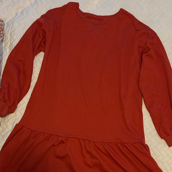 Chic Red, Blue or Heather Grey Sweatshirt Long-Sleeve Mini Dress NWOT - Picture 1 of 14